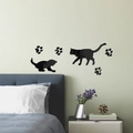 Pegatinas de pared 3D de acrílico efecto espejo con gatos para salón y dormitorio - Negro