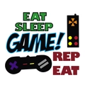 Eat Sleep Game Repeat wall decal with colorful game controller icons for kids bedroom decor - Gaming Theme Style (HP-YX-027)
