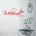 Detalle del adhesivo de pared 3D de acrílico rojo 'Welcome to our home' con efecto espejo - Rojo