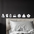 Pegatinas de pared 3D espejo de acrílico plateado con motivos japoneses para dormitorio - Plateado