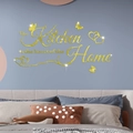 Sticker mural miroir 3D doré avec inscription The Kitchen is the heart of the Home - Doré