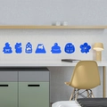 Pegatinas de pared de espejo acrílico azul con motivos japoneses de la suerte - Azul