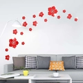 3D-Acryl Wandsticker rote Blumen mit Spiegeleffekt für moderne Wohnzimmerdeko - Rot