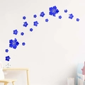 3D Acryl Spiegel Wandtattoo blaue Blumen für kreative moderne Hausdekoration - Blau