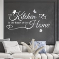 Sticker mural 3D acrylique miroir La cuisine est le cœur de la maison avec des papillons - Argenté