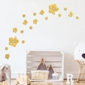 Goldene 3D-Acryl-Blumenspiegel-Wandaufkleber für kreative Innendekoration im Haus - Gold
