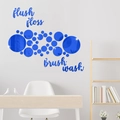 Pegatinas de pared de espejo acrílico azul con textos flush floss brush wash de baño - Azul
