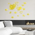 Set di adesivi murali a specchio a forma di cuore dorati per decoro soggiorno - Oro