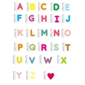 Set of 26 colorful PVC alphabet wall stickers with a red heart, 4.5cm height for kids room - English Alphabet (PH-ZM-01) / Colorful
