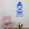 Pegatina de pared espejo azul para sala de juegos con diseño de corona y mando gamepad - Azul