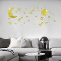 Pegatinas de pared de acrílico espejo dorado con luna y estrellas para sala de estar - Dorado