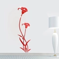 Pegatinas de pared 3D de acrílico rojo con lirios elegantes para decoración del hogar - Rojo