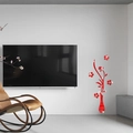Pegatina de pared 3D de acrílico rojo con diseño de jarrón y flores para el salón - Rojo