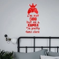 Red acrylic gamer mirror wall decal with game controller icon and motivational lettering - Red