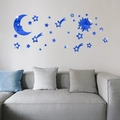 Pegatinas de pared espejo acrílico azul con luna estrella y sol para decorar el salón - Azul