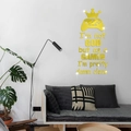 Vinilo de pared de espejo dorado con mando de juego y corona para decorar el hogar - Dorado
