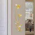 Pegatina de pared 3D de acrílico espejo dorado con flores de cala para decoración hogar - Dorado
