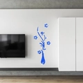 Vinilo decorativo 3D de acrílico azul real con diseño de jarrón y flores para pared - Azul