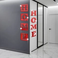 Adesivi murali 3D in acrilico a specchio rosso con lettere HOME per decorazione d'interni - Rosso