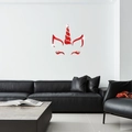 Détail des stickers muraux licorne en acrylique rouge miroir sur un canapé noir - Rouge