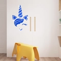 Pegatinas de pared unicornio espejo azul en armario blanco para cuarto infantil - Azul