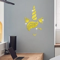 Pegatinas de espejo de unicornio dorado en acrílico para decorar cuarto infantil - Dorado
