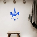 Stickers muraux licorne en acrylique miroir bleu pour décoration de chambre d'enfant - Bleu