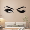 Minimalistische schwarze Wimpern-Wandaufkleber mit Augen-Design für das Schlafzimmer - Große Augen und Lange Wimpern Stil (HP-YJ-003)