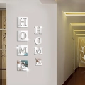 Adesivi murali 3D a specchio in acrilico con scritta 'HOME' per arredamento soggiorno - Argento
