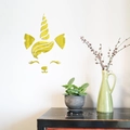Sticker mural licorne 3D en acrylique miroir doré pour décoration de chambre d'enfant - Doré