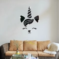 Stickers muraux licorne 3D en acrylique noir pour décoration de chambre d'enfant - Noir