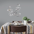3D silver mirror coffee cup wall stickers with 'Welcome to our home' artistic text - Silver
