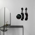 Adesivi murali moderni in acrilico nero motivo bowling con effetto specchio decorativo - Nero