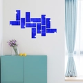 Pegatinas de pared de espejo acrílico azul con geometría rectangular decorativa - Azul