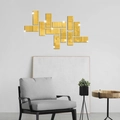 Selbstklebende goldene Acryl-Spiegelwandaufkleber in geometrischen Rechteckmustern - Gold