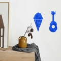 Adesivi murali a specchio in acrilico blu con forme di gelato e chitarra per pareti - Blu