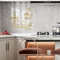 Golden acrylic mirror wall sticker with coffee cup and Welcome to our home text - Gold