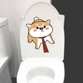 Αστείο αυτοκόλλητο τουαλέτας Shiba Inu, αδιάβροχη διακόσμηση σκύλου για το μπάνιο - Στυλ Καπέλο Και Κασκόλ (MT020)