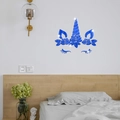 Pegatinas de pared unicornio de acrílico espejo azul para decoración de dormitorio - Azul
