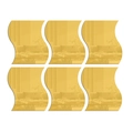 Vue détaillée de six miroirs muraux acryliques dorés en forme de vague à reflet net - Doré
