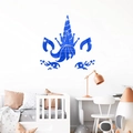 Pegatina de pared de unicornio de acrílico espejo azul para cuarto de niños y bebés - Pegatina Pared 3D Unicornio / Azul