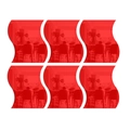 Detail view of 6-piece red wavy acrylic mirror wall stickers with reflective surface - Red