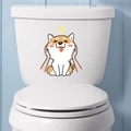 Cute cartoon Shiba Inu waterproof sticker for bathroom toilet tank decoration - Face Rubbing Tongue Out Style (MT026)