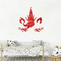 Détail des stickers muraux licorne en acrylique miroir rouge pour décoration de chambre - Sticker Mural 3D Licorne / Rouge