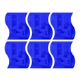 Détail de six stickers muraux miroirs acryliques bleus aux bords ondulés réfléchissants - Bleu