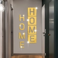 Adesivi murali specchiati 3D in acrilico dorato con lettere HOME per decoro soggiorno - Oro