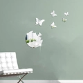 Pegatinas de pared de espejo de mariposa acrílica para decoración de sala moderna - Plateado