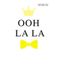 Creatieve zelfklevende PVC muurstickers met Ooh La La tekst en geel kroon ontwerp - Kroon Strik Engelse Letterstijl (HP-ZM-102)