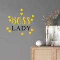 Moderne Boss Lady muursticker met gele harten en stippen voor kantoor decoratie - Boss Lady Patroon(HP-ZM-104)
