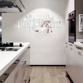 Acrylic mirror wall sticker with Bon Appetit cutlery design for kitchen and dining decor - Silver